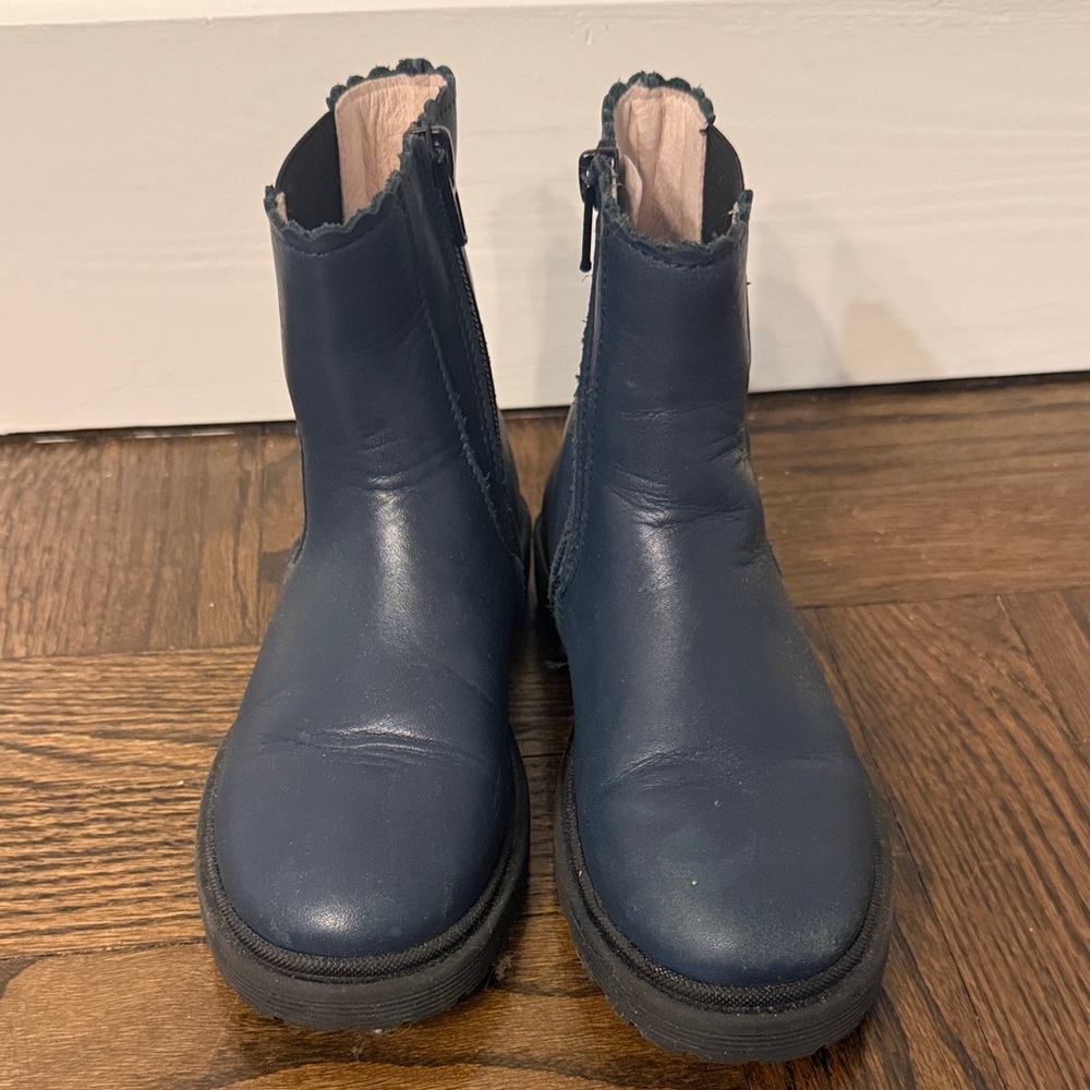 Jacadi Navy scalloped Blue Kids Girl Boots Size 30